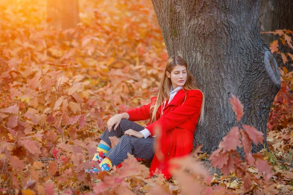 Bella ragazza adolescenti nella natura autunnale — Foto Stock