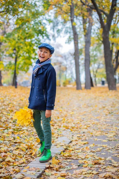 Мальчик на осенней природе — стоковое фото