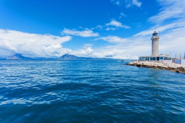Fotoğraf deniz feneri Patras, Achaia, Peloponnese, Yunanistan.