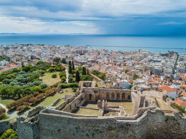 Aerial photo of medieval fortress in Patras, Peloponnese, Greece clipart