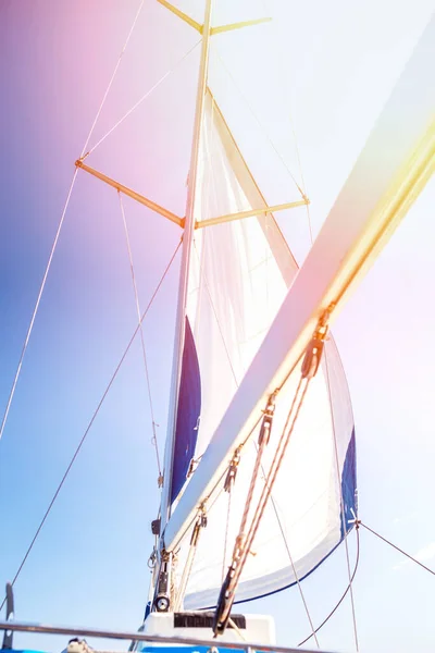 Segeln. Schiffsjachten mit weißen Segeln im offenen Meer. — Stockfoto