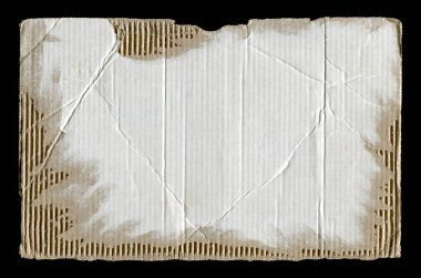 Wrinkled and torn white corrugated cardboard with all the details clipart