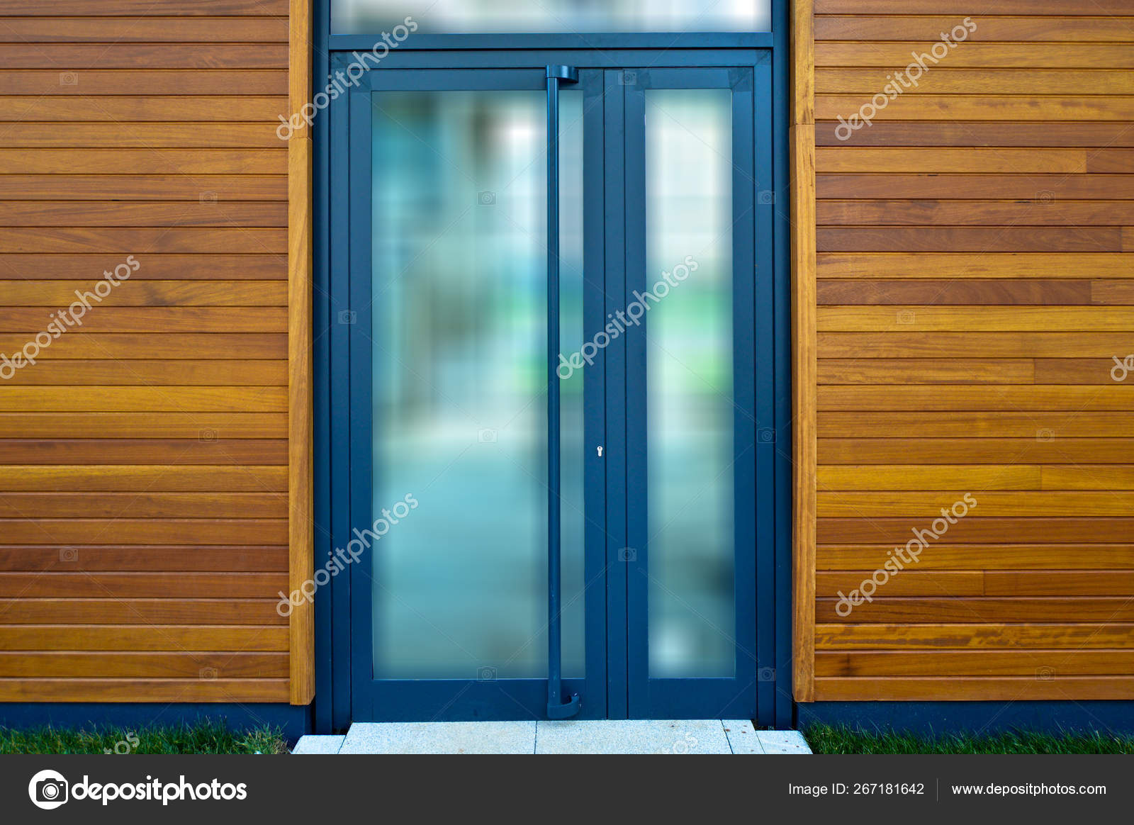 Building Company Blue Aluminum Entrance Door Iced Glass Walls Furnished Stock Photo Image By C Sserdarbasak 267181642