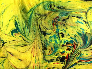 Ebru mermer el yapımı sanat, geleneksel Türk Ebru tekniği, su üzerindeki resim, ardından da kağıt baskısı