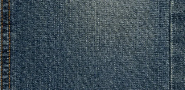 Sömmen Blå Denim Bomull Jeans Tyg Textur Bakgrund Och Tapet — Stockfoto