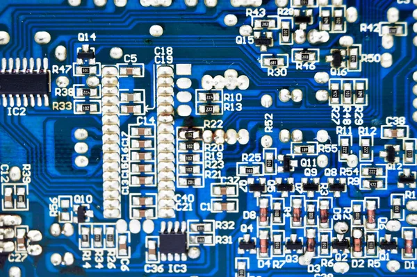 High Tech Electronic Circuit Board Detail Background Shot — Stock Photo, Image