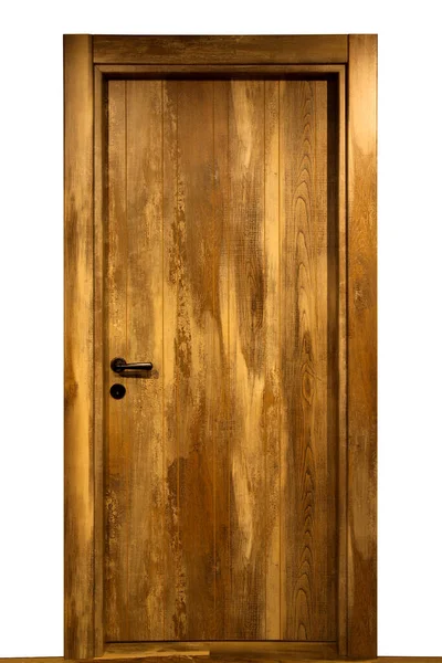 Modern Brown Walnut Front Entrance Wooden Door House Interior — Stock Photo, Image