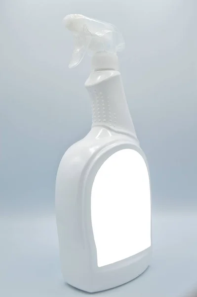 White Colored Plastic Spray Detergent Bottle Cosmetic Container Isolated White — Stock Photo, Image
