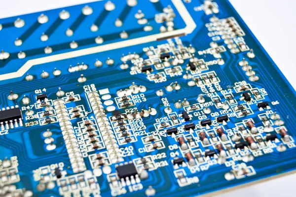 High Tech Electronic Circuit Board Isolated White Background — Stock Photo, Image