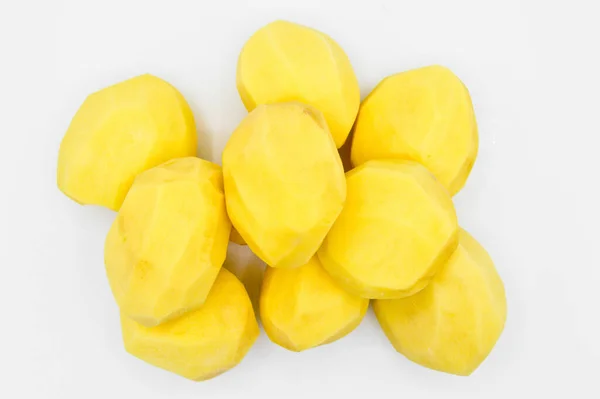 Verse Biologische Gepelde Gele Aardappelgroenten Koolhydraten Zetmeel Bron Gele Aardappel — Stockfoto
