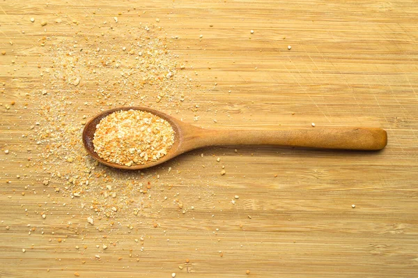 Getrocknete Gepuderte Tarhana Hausgemachte Suppe Holzlöffel Auf Schneidebrett — Stockfoto