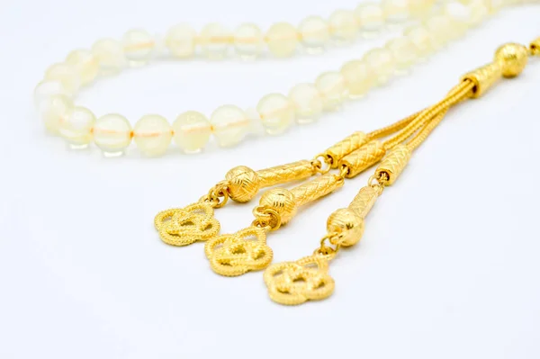 Perles Blanches Séquencées Chapelet Court Tespih Tesbih Accessoire Important Pour — Photo