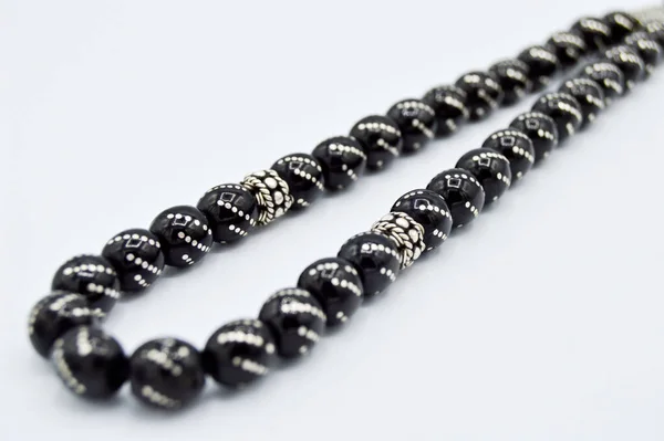 Black Silver Beads Sequenced Short Rosary Tespih Tesbih Important Accessory — Stock Photo, Image