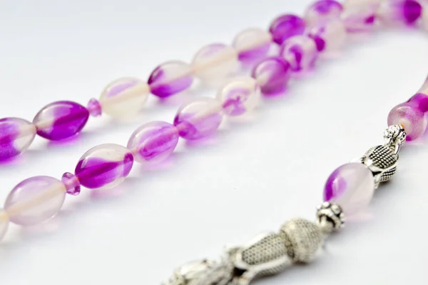 Purple Silver Beads Sequenced Short Rosary Tespih Tesbih Important Accessory — Stock Photo, Image