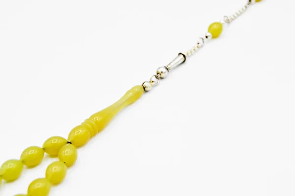 Yellow Silver Beads Sequenced Short Rosary Tespih Tesbih Important Accessory — Stock Photo, Image