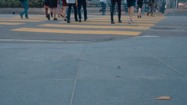 Pessoas pedestres andando grande cruzamento da cidade — Vídeo de Stock