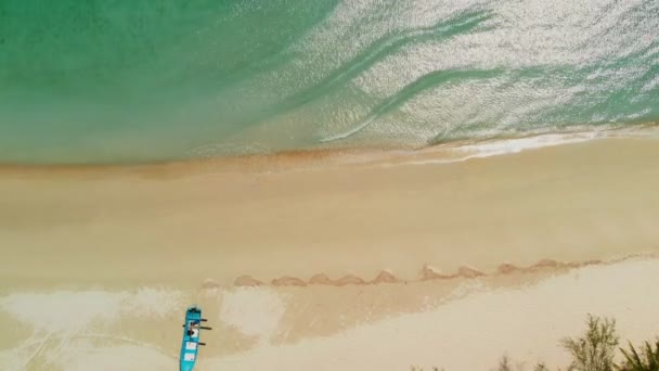 Aerial view of empty beach on the island — Stock Video
