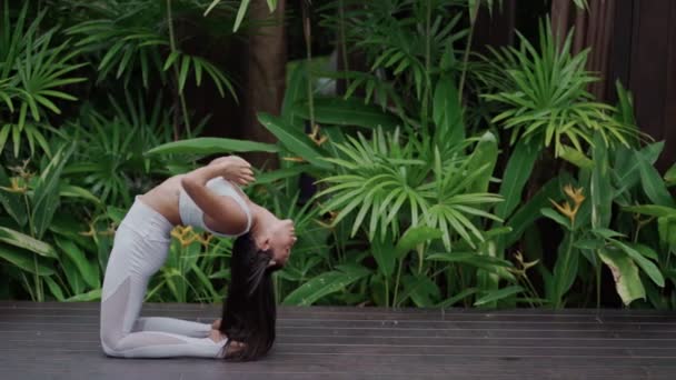 Yoga instructeur, in outdoor oefening — Stockvideo