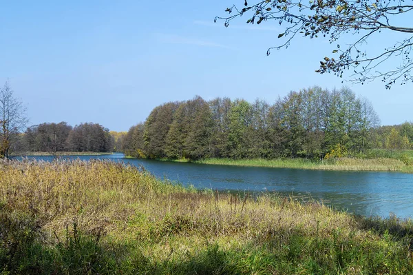 Paisaje otoñal con río en otoño longitud de tiempo —  Fotos de Stock