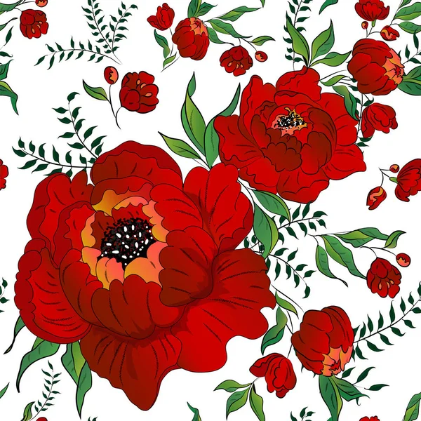 Бесшовный фон с декоративным украшением из цветов — стоковый вектор