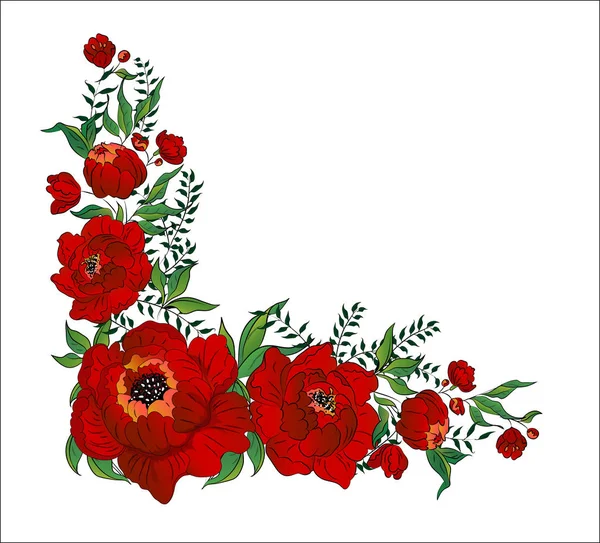 Decorative floral ornament of scarlet flowers Stock Illustration