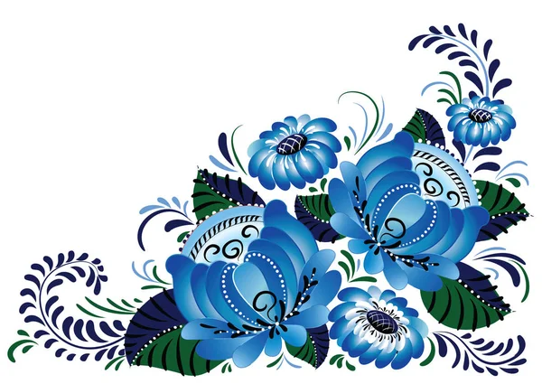 Decorative composition with blue flowers — Stock Vector