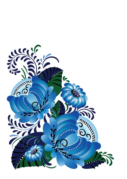Decorative composition with blue flowers — Stock Vector