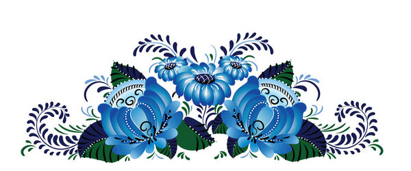 Декоративная композиция с голубыми цветами
