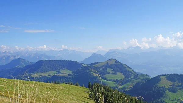 Vista Monte Rigi Para Montanhas Suíças Paisagem Outono Céu Azul — Fotografia de Stock