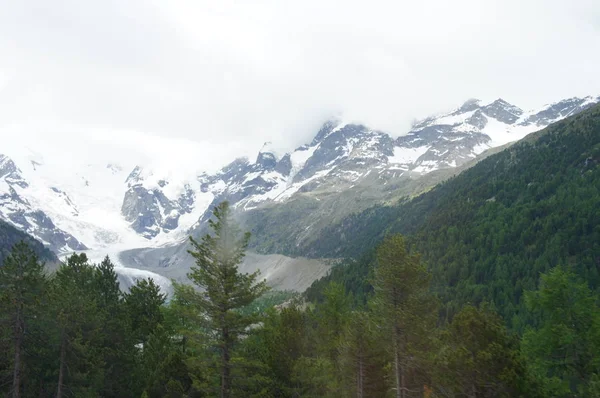 Mundo Montanha Graubunden Suíça Vista Para Glaciar Morteratsch Cordilheira Bernina — Fotografia de Stock