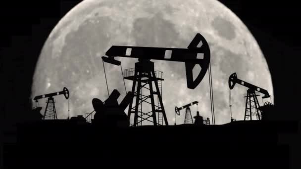 Ecologie fabriek benzine olie pompen op aarde vervaardiging fase Petroleum units — Stockvideo