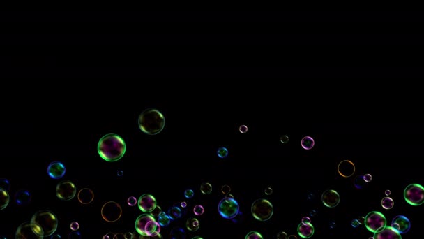 Schöne Bewegung durch die Wolke der Unterwasserblasen auf schwarzem Hintergrund — Stockvideo