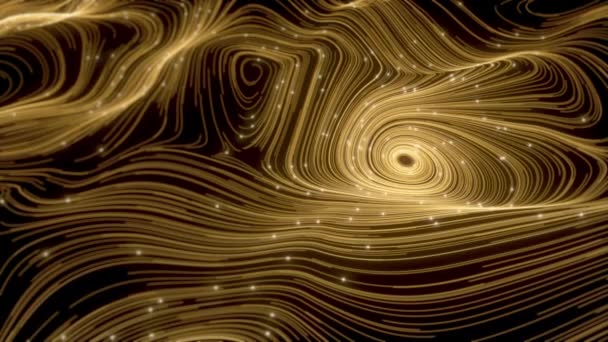 एक वेविंग वक्र पर सितारों के साथ ब्रह्मांड की धूल के साथ नीयन बॉल — स्टॉक वीडियो