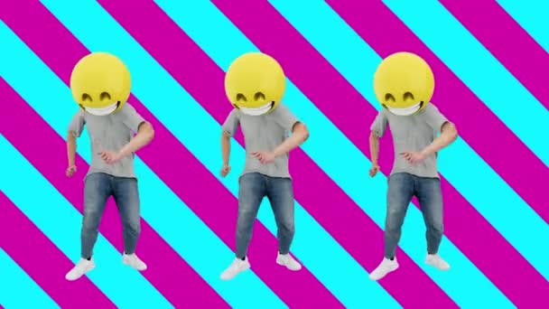 Geanimeerd team Human Funny en Lucky Dynamic dansen in komische ritme beat looping — Stockvideo