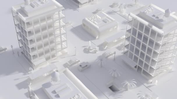 CGI City Life Miniatura Exterior con Vivienda Logística Humana y Activa — Vídeo de stock