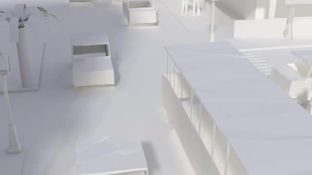 CGI City leven miniatuur buitenshuis met huisvesting menselijke en actieve logistiek — Stockvideo