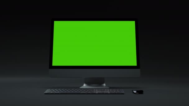 Computer verde chiaro dell'esposizione dello schermo per il video chiave del croma dell'app di gioco o di affari — Video Stock