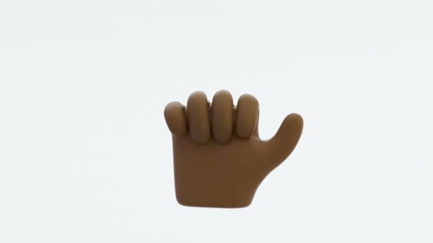 3d preto punho humano mão cartoon gráfico animado símbolo afro braço isolado 4k — Vídeo de Stock