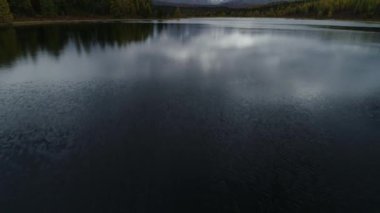 Horizon Karlı Dağları 'ndaki Güzel Panoramik Parlak Orman ve 4k Gölü