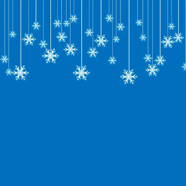 Fondo de Navidad o invitación con copos de nieve colgantes. Feliz Navidad y Feliz Año Nuevo diseño. .Symbol de la celebración, día de fiesta. Ilustración vectorial. Efecto nevada. Celebración y fiesta . — Vector de stock