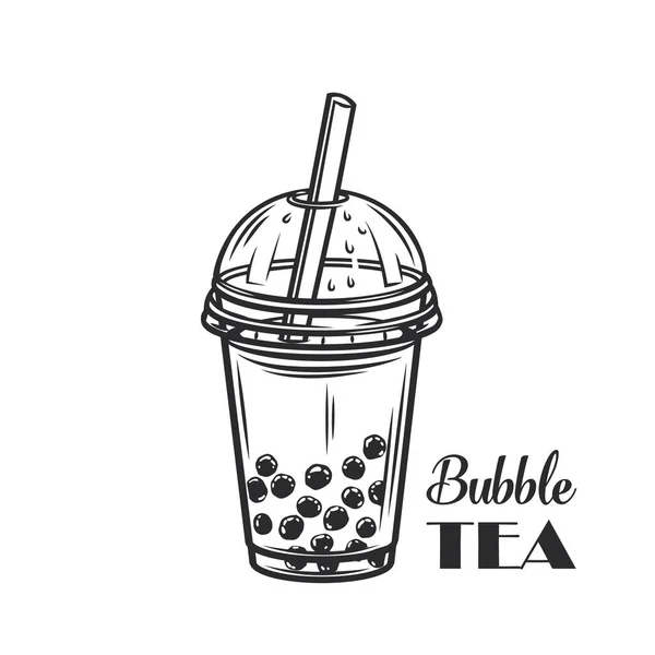 Esquema de té de leche de burbuja — Vector de stock