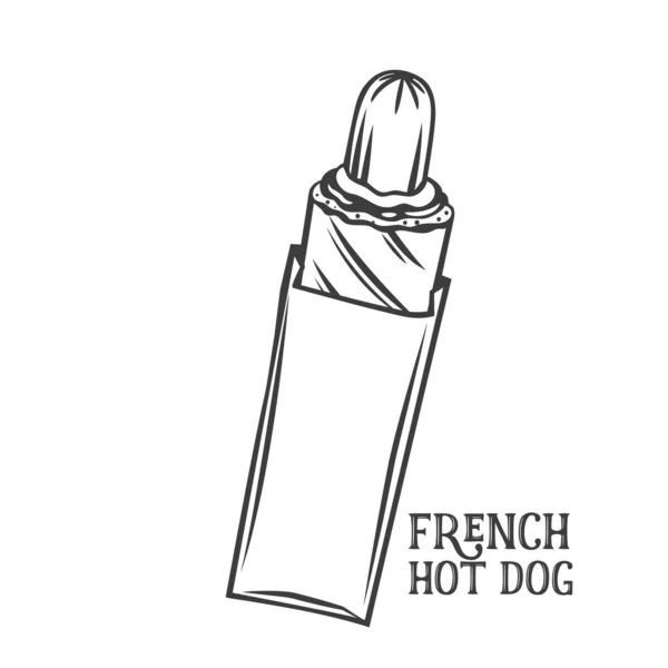 Französischer Hot Dog in Papierverpackungen — Stockvektor