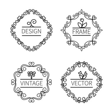 Doğrusal monogram logo tasarım şablonu. Monogram kimlik, logo tasarımı, iş tabelası, restoran ve butik. Vektör monogaramı ayarla.