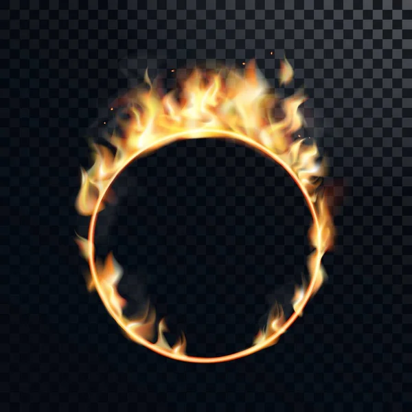 Пожежне Кільце Реалістичне Палаюче Вогняне Коло Вогняного Полум Або Кругла — стоковий вектор