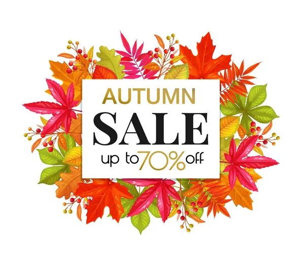 Seasonal Autumn Sale Banner Autumn Foliage Maple Oak Elm Chestnut — Stock Vector