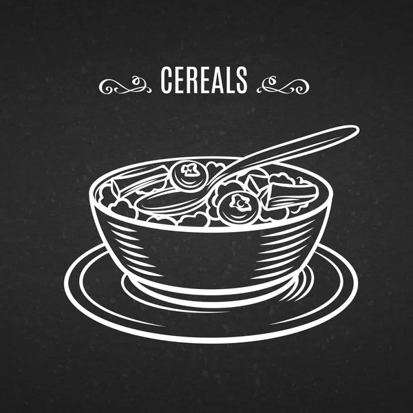 Hand Drawn Line Icon Breakfast Cereals Vector Illustration Decorative Cereals — Stock Vector