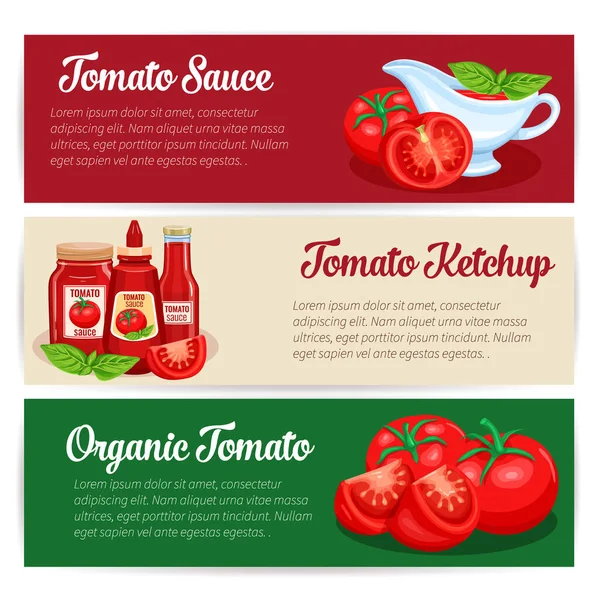 Tomatensaus Design Set Spandoeken Illustratie Van Rode Groenten Voor Markten — Stockvector