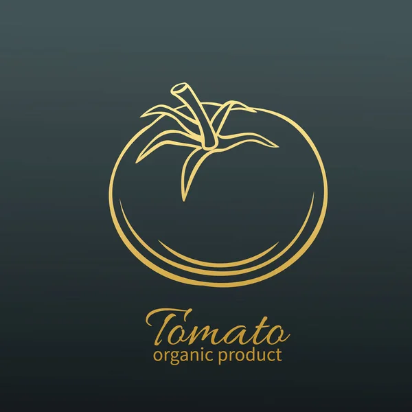 Vektorabzeichen Tomate Logo Lebensmittelprodukt Emblem Linearem Stil Goldener Entwurf — Stockvektor