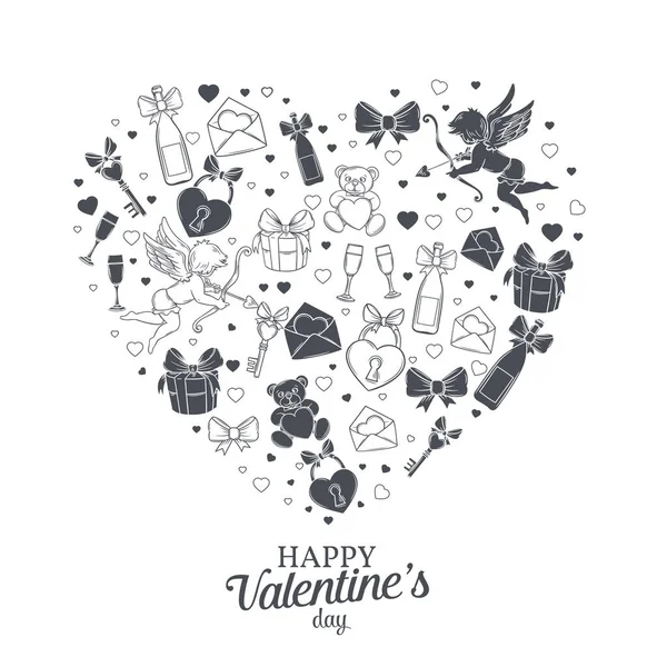 Valentines Day Decorative Element Design Greeting Card Vector Illustration — Stock Vector