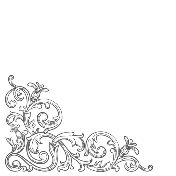 Бароковий Куточок Ретро Прокрутка Листя Акантуса Вихровий Орнамент Кордон Декоративний — стоковий вектор